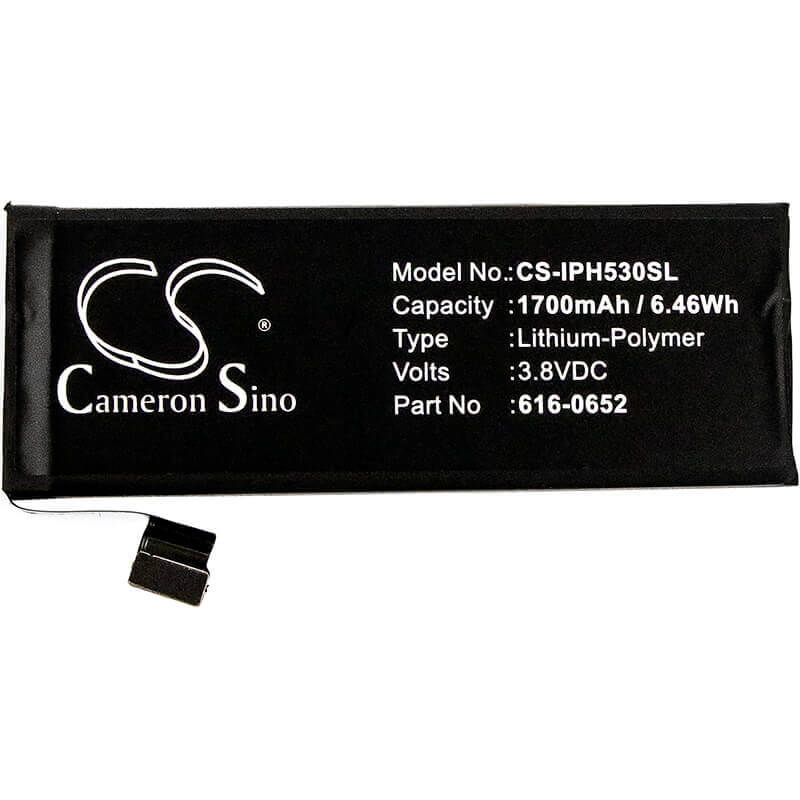 3.8V, Li-Polymer, 1700mAh, SmartPhone battery fits Apple, 616-0652, A1234, A1457, 6.46Wh Mobile, SmartPhone Cameron Sino Technology Limited (Smartphone)