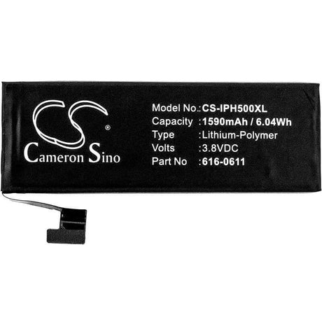 3.8V, Li-Polymer, 1590mAh, SmartPhone battery fits Apple, 616-0610, A1428, A1429, 6.04Wh Mobile, SmartPhone Cameron Sino Technology Limited (Smartphone)