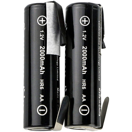 Two Batteries For Aa Aa, Am3, E91 - Standard Solder Tabs Direction 1.2v, 2000mah - 2.40wh AA Cameron Sino Technology Limited