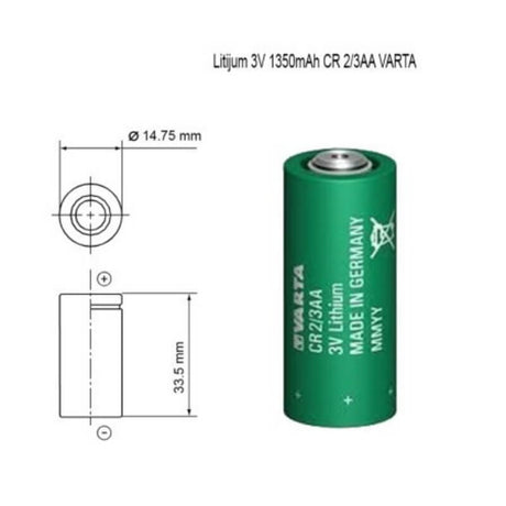 Varta CR 2/3AA Lithium Battery 6237 CR 2/3 AA 1350mAh Lithium Cell Varta